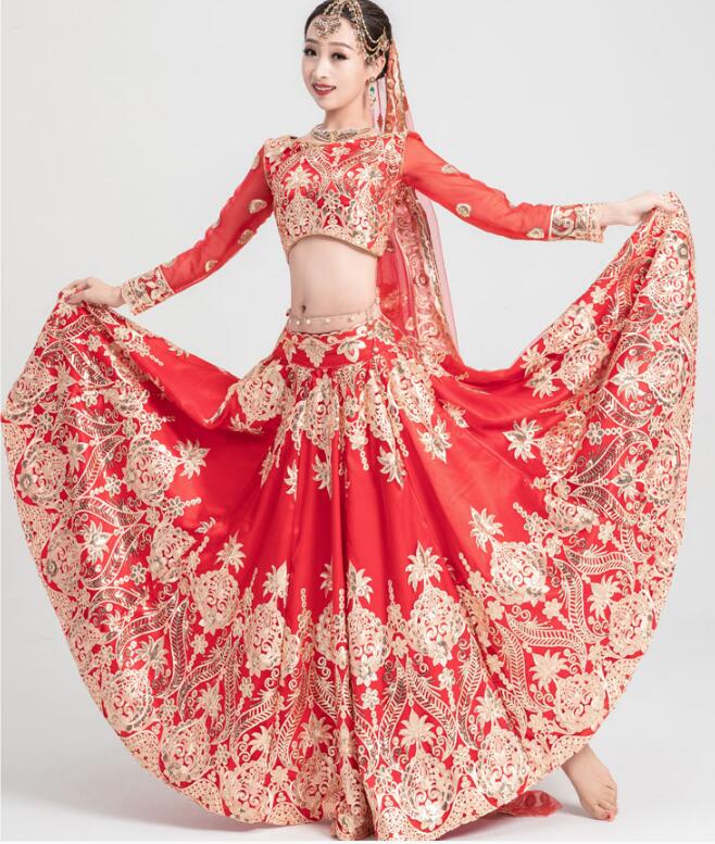 Salwar Kameez Set - 女性のためのインドのサリドレス,スパンコールの刺繍,赤いウェディングスーツ,豪華なサリー,トップスとベールパンツ,サルワールカメーズ