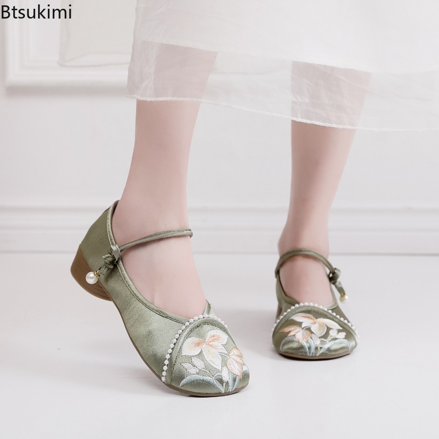 Ethnic Fashion Women - ファッション刺繍中国風ローヒール婦人靴エレガントカジュアルレディースシングルシューズエスニックスタイルチャイナドレス漢服靴