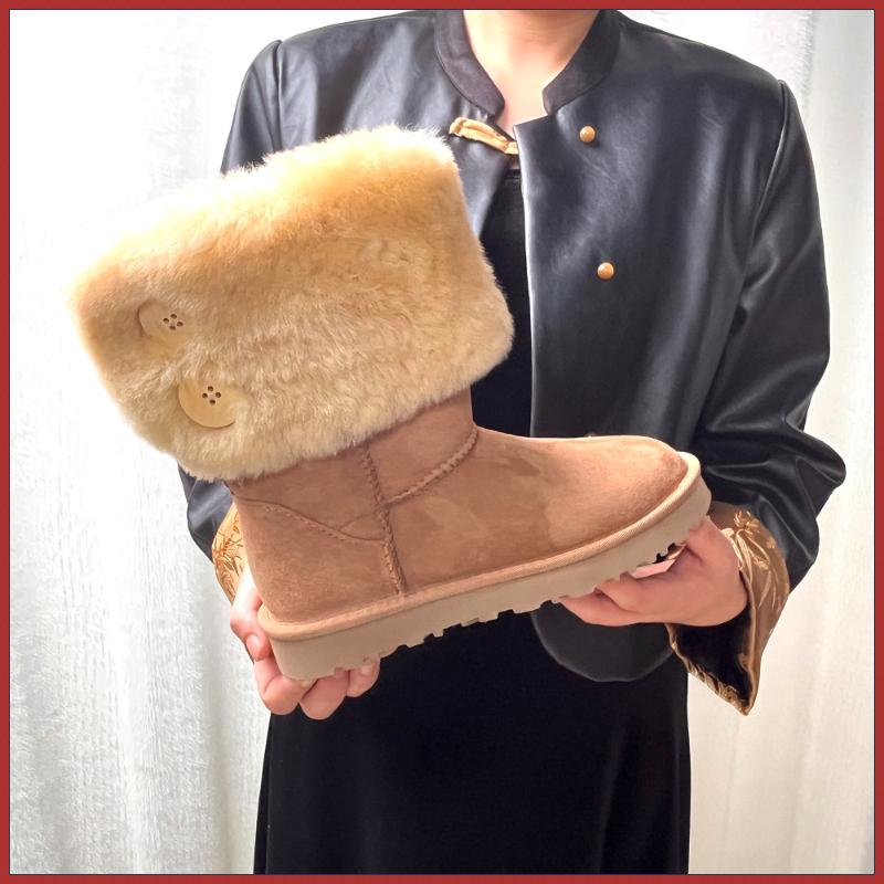 Ethnic Fashion Online - 女性用にカスタマイズされたスノーブーツ,本革と毛皮が裏打ちされた本格的なシープスキンとウール,ファッショナブルで暖かい