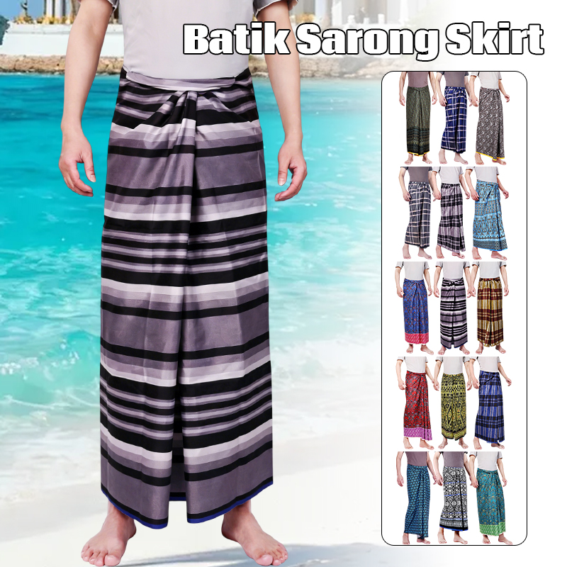 Batik Sarong Wrap - メンズ・レディース バティック・サロングスカート エスニック・ダイ・ワンピースドレス ハワイアン・ビーチカバーアップ・ラップ サマービーチラップ・チューブスカート ルンギカバー