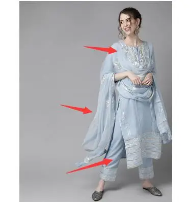 女性のためのエスニックスタイルの刺embroidered服, - Salwar Kameez Set のレビューと価格