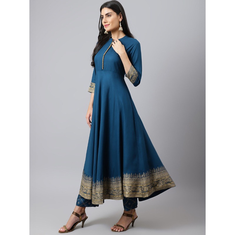 インド民族衣装 女性用クルタセット ブループリント コットン - Salwar Kameez Set のレビューと価格
