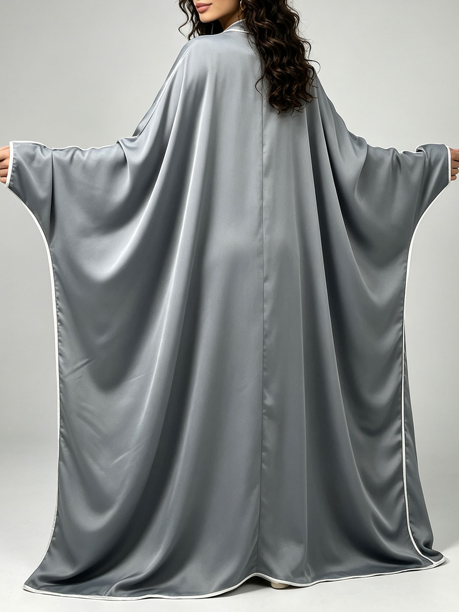 エレガントなサテンアバヤ着物、女性用ラグジュアリーホワイトパ - Abaya Modest Wear のレビューと価格