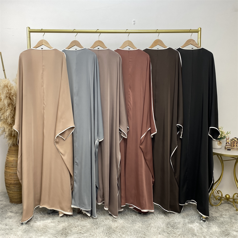 エレガントなサテンアバヤ着物、女性用ラグジュアリーホワイトパ - Abaya Modest Wear のレビューと価格