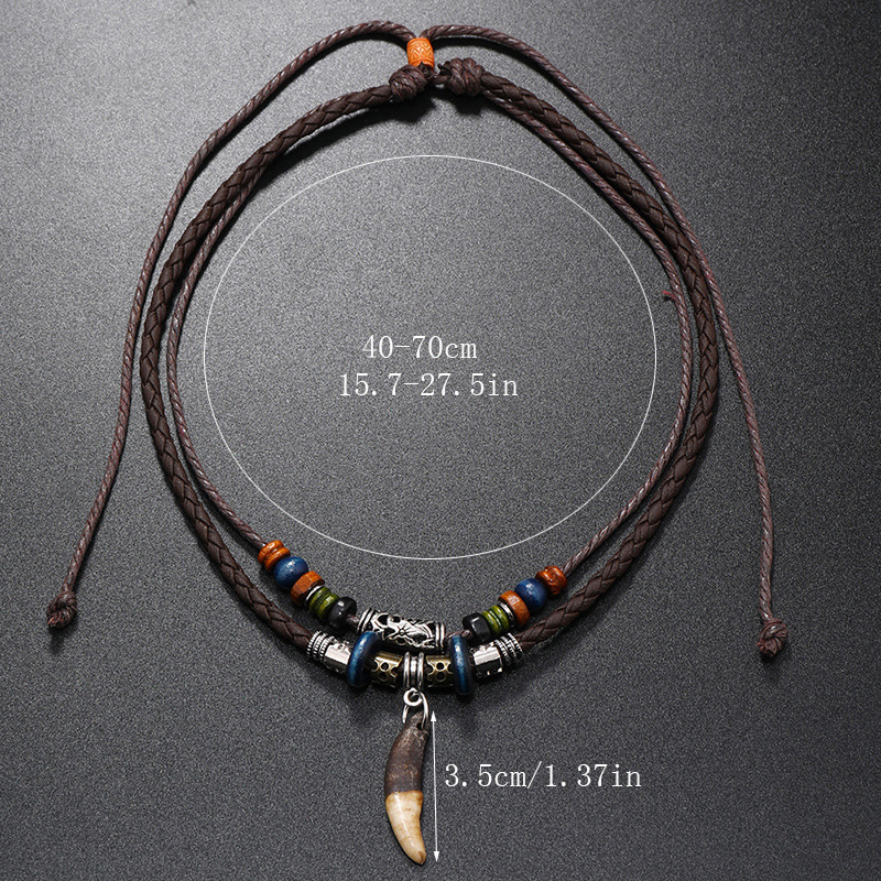 ヴィンテージエスニックスタイル二層手編みレザーネックレス - - Ethnic Fashion Pk のレビューと価格