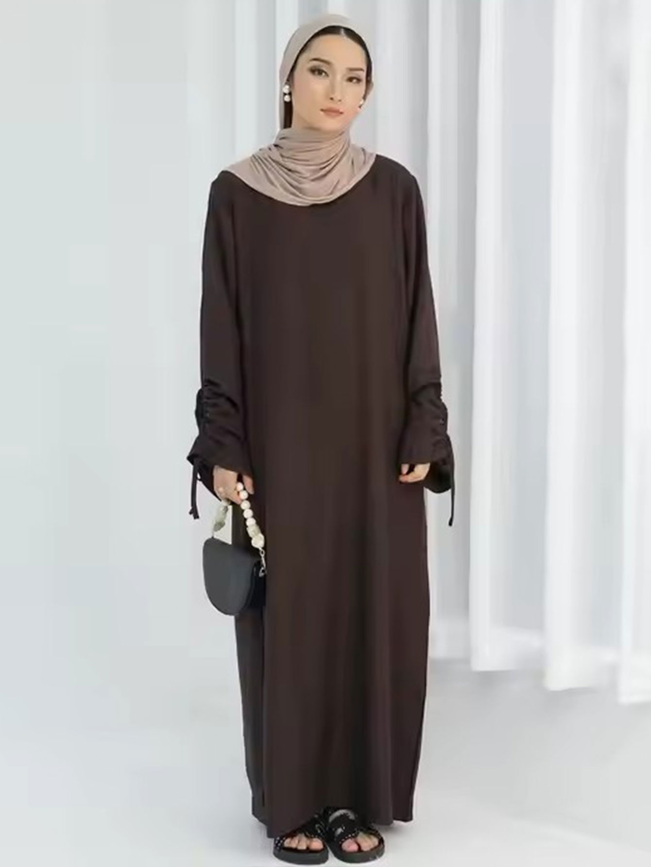 アバヤ-女性のためのレースアップスリーブのイスラム教徒のドレ - Abaya Modest Wear のレビューと価格