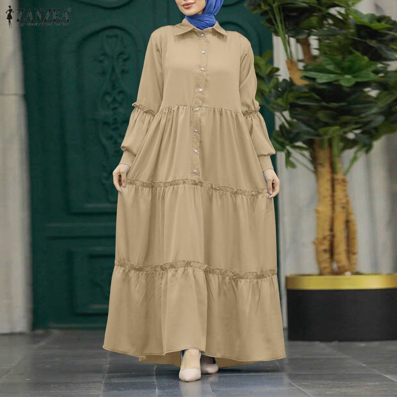 ZANZEA イスラム教徒ヒジャービス控えめなロングドレス女 - Abaya Modest Wear のレビューと価格
